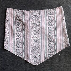Pink and Gray Paisley strapless top